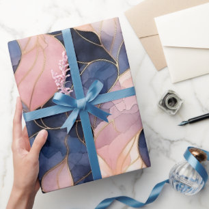 Schickes Blau Pink Abstrakt Geburtstag Geschenkpapier