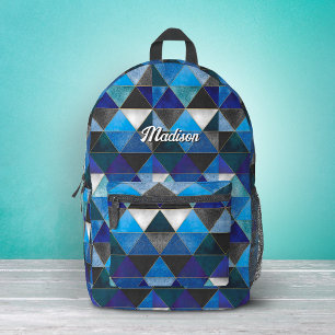 Schickes blau türkis graues geometrisches Design Bedruckter Rucksack