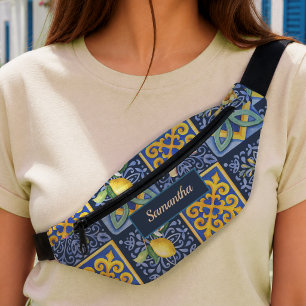 Schickes Blau-Türkis-Sizilianisches-Zitrus-Fliese- Bauchtasche