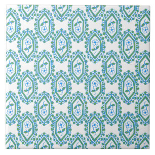 Schickes Blau-Weiß-Vintage-Sinclair-Blumenmuster Fliese
