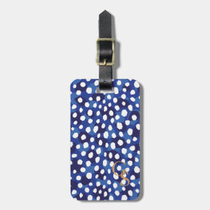 Schickes blau-weißes Cheetah-Druck-Monogramm Gepäckanhänger