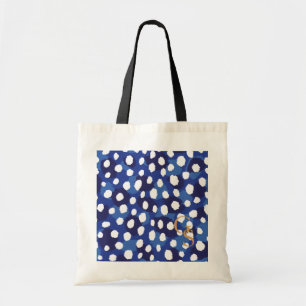 Schickes blau-weißes Cheetaprint Monogramm Tragetasche
