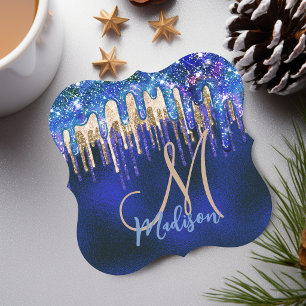 Schickes blaues Aqua-Einhorn-Gold-Glitter-Tropfen- Untersetzer