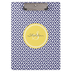 Schickes blaues griechisches geometrisches klemmbrett