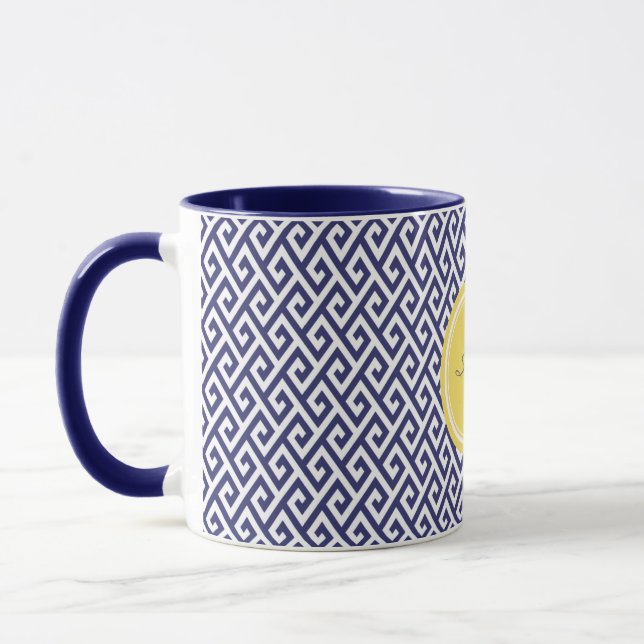 Schickes blaues griechisches geometrisches tasse (Links)