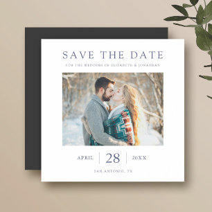 Schickes blaues Text-Foto-Hochzeit-Save-the-Date-M Magneteinladung