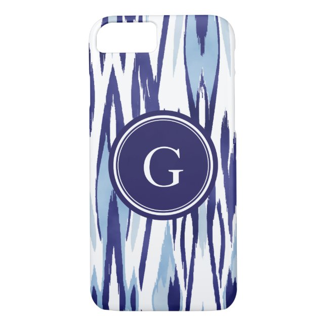 Schickes blaues und weißes Aquarell ikat Muster Case-Mate iPhone Hülle (Rückseite)