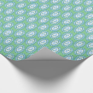 Schickes Blaues Vintage-Periwinkle-Blumenmuster Geschenkpapier