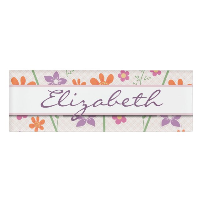 Schickes Blumenmuster-Entwurfs-Monogramm Namenschild (Vorderseite)