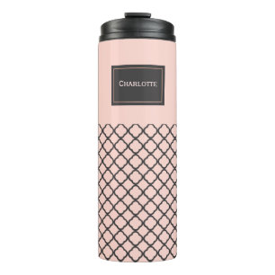 Schickes Blush und schwarzer Muster-Wärmebecher Thermosbecher