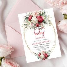 Schickes Bohemian Rubinrot Weiß Gold Florales Baby