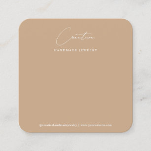 Schickes Boho-Beige-Handschrift-Schmuckdisplay Quadratische Visitenkarte