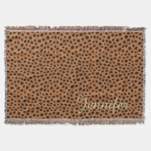 Schickes braunes Cheetah-Druck-Monogramm Decke