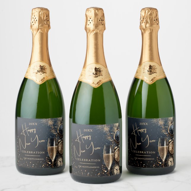 Schickes Champagner Frohes Neues Jahr (Flaschen)