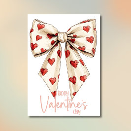 Schickes Creme-Schleifen-Glückliches-Valentinstag Feiertagskarte