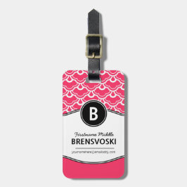Schickes Damen-Pink-Monogramm personifiziert Gepäckanhänger