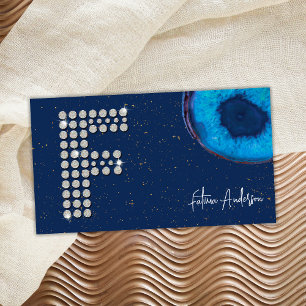 Schickes Diamant Blau Achat Anfangs F Buchstabe Mo Visitenkarte