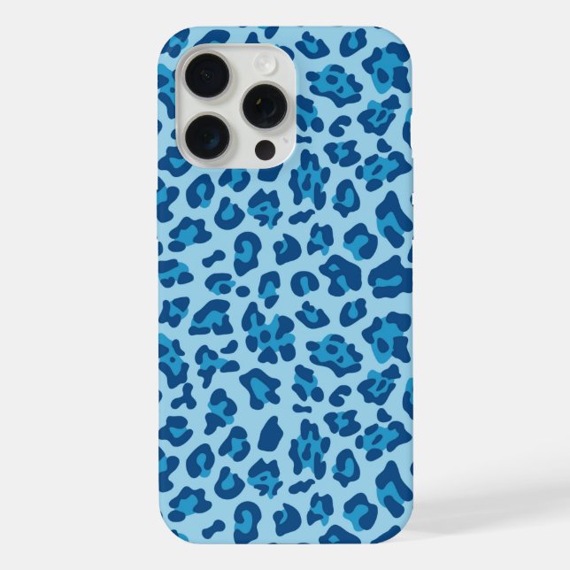 Schickes Dunkel Hellblau Leopardenmuster auf Hellb iPhone Hülle (Rückseite)
