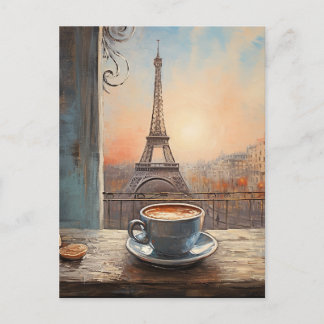 Schickes Eiffelturm-Café-Kaffee-Tafel Paris Postkarte