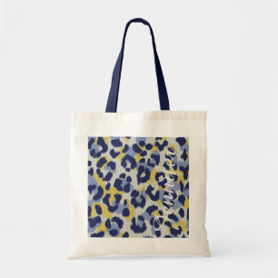 Schickes, farbenfrohes, blau-gelbes Cheetah-Print- Tragetasche