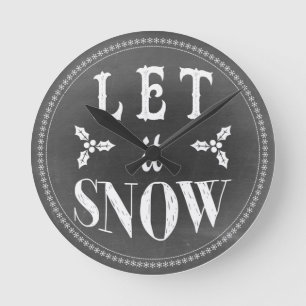 Schickes festliches Schiefertafel Lasst es schneie Runde Wanduhr