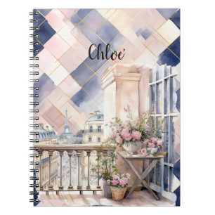 Schickes Französisch Blau Pink Paris Eiffelturm Notizblock