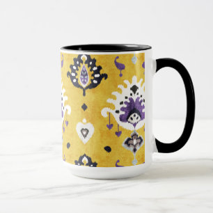 Schickes gelbes violettes Ikat-Stammesmuster Tasse