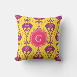 Schickes girly gelbes ikat Stammes- Kissen