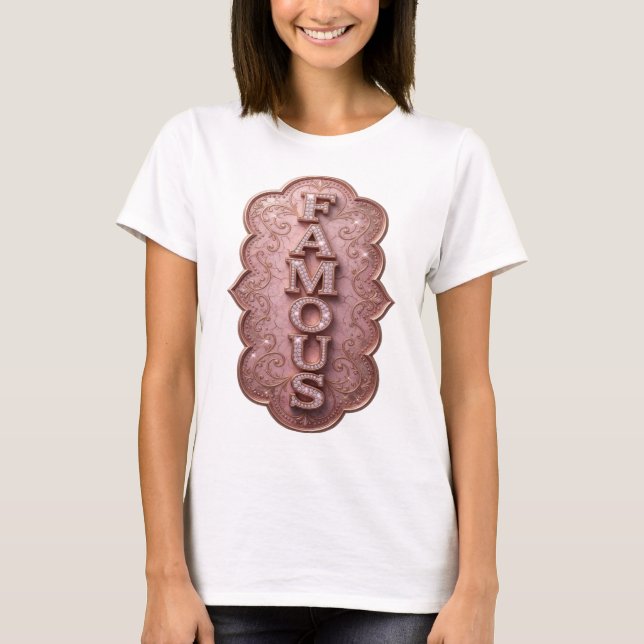 Schickes Gold FAMOUS Design T-Shirt (Vorderseite)