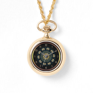 Schickes Gold & Grün im asiatischen Stil Armbanduhr
