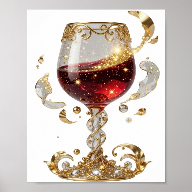 Schickes Gold VERZIERTER WEINGLAS Custom Tee Poster (Vorne)