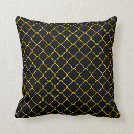 Schickes Goldschwarzes Quatrefoil Kissen