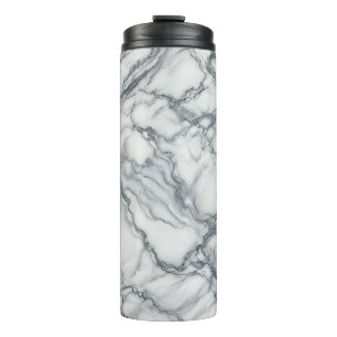 Schickes Grau und Weiß mit Marmormuster Glamour Thermosbecher