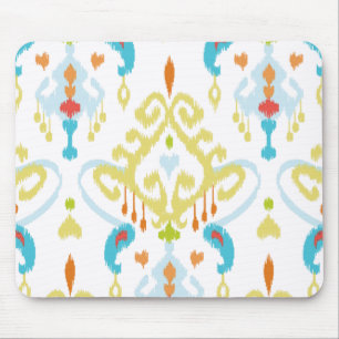 Schickes, hellgelbes und blaues, tribal Ikat-Muste Mousepad