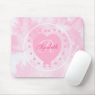 Schickes Herz-Anfangsbuchstabe-Monogramm-Rosa-Wei Mousepad