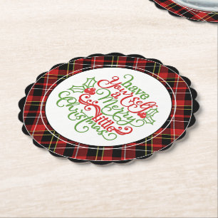 Schickes Klassisches Rot Schwarz Gelb Weiß Tartan Untersetzer