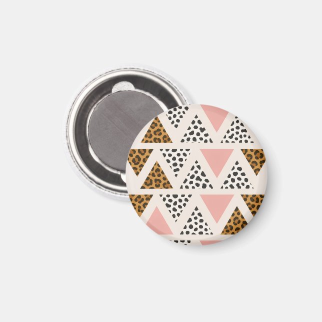Schickes Leopard- und rosa Dreieck-Muster Magnet (Vorderseite/Rückseite)