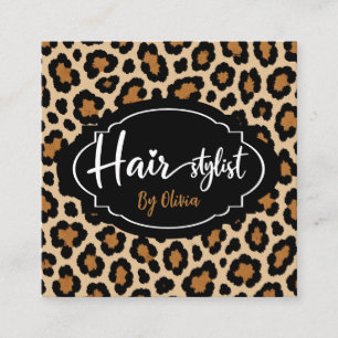 Schickes Leoparden-Druck-Salon-Quadrat-Geschäftska Quadratische Visitenkarte