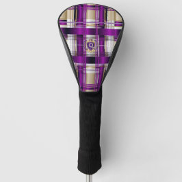 Schickes lila kariertes personalisiertes Golfkopfc Golf Headcover