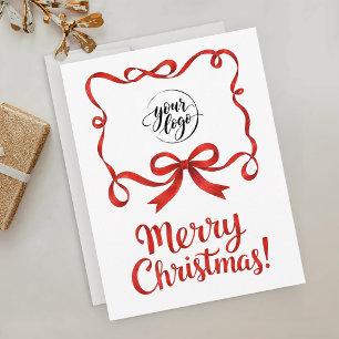 Schickes Logo-Rotes Weihnachts-Firmenband-Script Postkarte