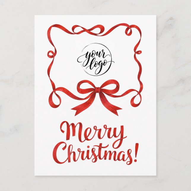 Schickes Logo-Rotes Weihnachts-Firmenband-Script Postkarte (Vorderseite)