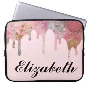 Schickes, Mädchen-glitzerndes Name in Pink Silber Laptopschutzhülle