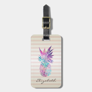 Schickes Mädchen-Pineapple , Streifen - Personalis Gepäckanhänger