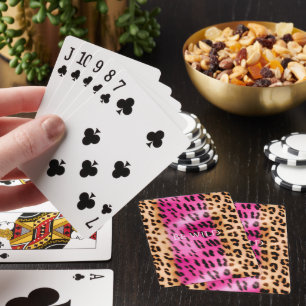 Schickes Mädchenhaftes Rosa Creme Leopardenmuster Spielkarten