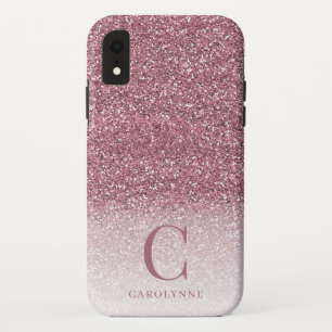 Schickes, Mädchenhaftes Rosa Glitter Ombre Monogra Case-Mate iPhone Hülle