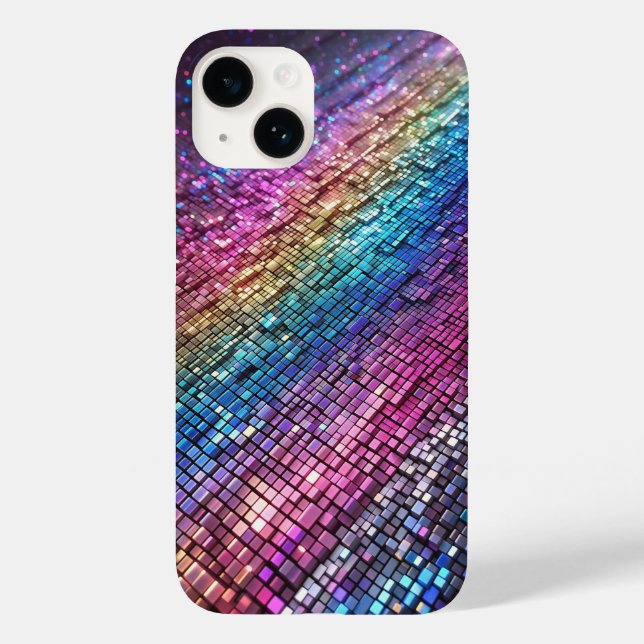 Schickes Mädchenhaftes Rosa Regenbogen Glitter Omb Case-Mate iPhone Hülle (Rückseite)