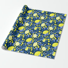 Schickes mediterranes rustikales Zitronenblau Blat Geschenkpapier