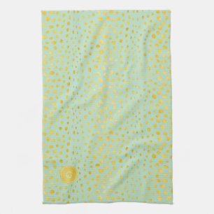 Schickes Mint-Faux-Gold-Glitter-Cheetah-Druck-Mono Geschirrtuch