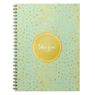 Schickes Mint-Faux-Gold-Glitter-Cheetah-Druck-Mono Notizblock
