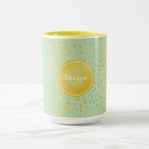 Schickes Mint-Faux-Gold-Glitter-Cheetah-Druck-Mono Tasse